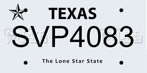 SVP4083 Texas License Plate