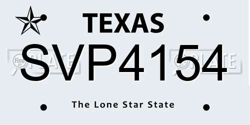 SVP4154 Texas License Plate
