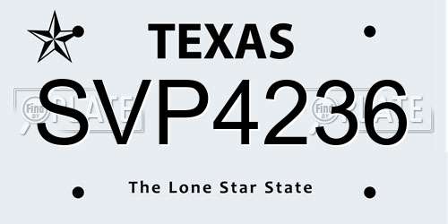 SVP4236 Texas License Plate