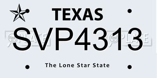 SVP4313 Texas License Plate