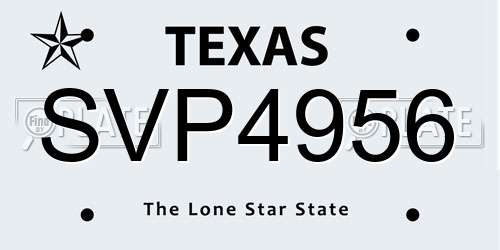 SVP4956 Texas License Plate