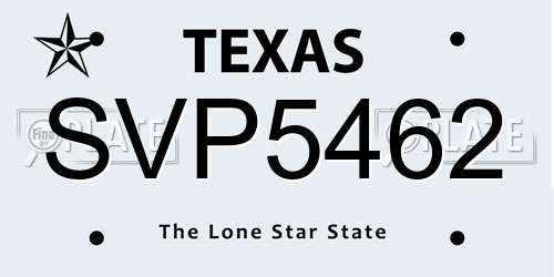 SVP5462 Texas License Plate