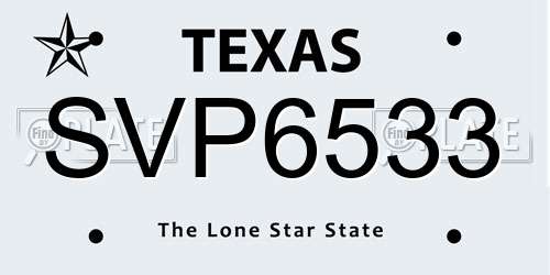 SVP6533 Texas License Plate