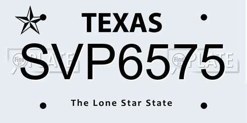 SVP6575 Texas License Plate