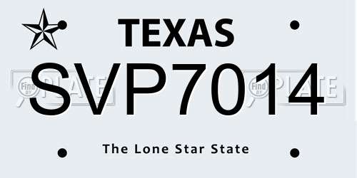SVP7014 Texas License Plate