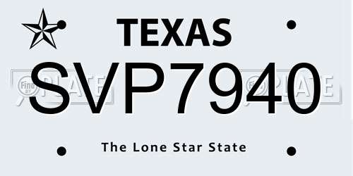 SVP7940 Texas License Plate