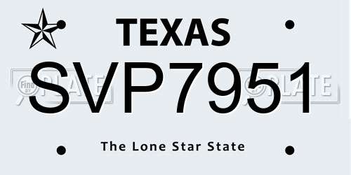 SVP7951 Texas License Plate