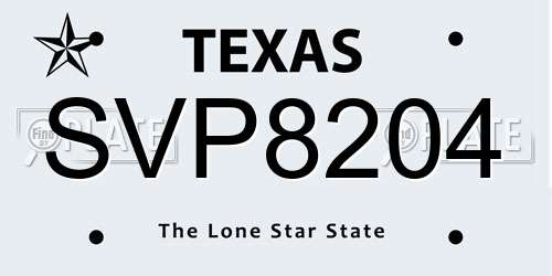 SVP8204 Texas License Plate