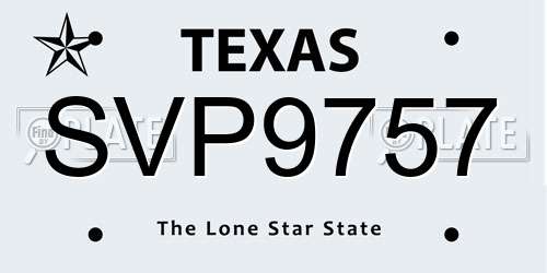 SVP9757 Texas License Plate