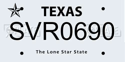 SVR0690 Texas License Plate