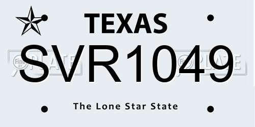 SVR1049 Texas License Plate