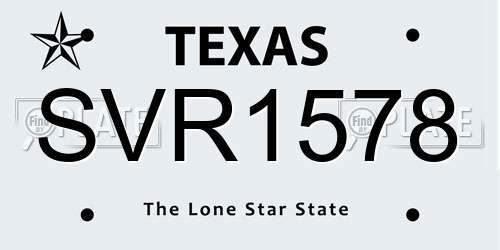 SVR1578 Texas License Plate