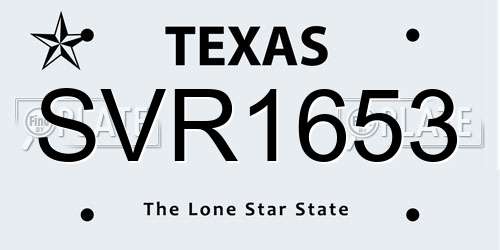 SVR1653 Texas License Plate
