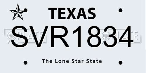 SVR1834 Texas License Plate