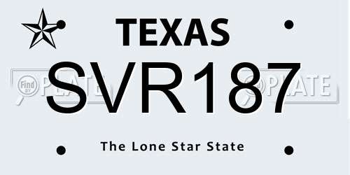 SVR187 Texas License Plate