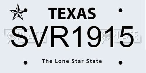 SVR1915 Texas License Plate