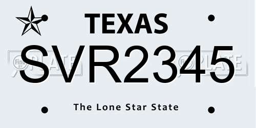 SVR2345 Texas License Plate