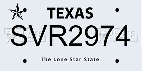 SVR2974 Texas License Plate