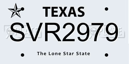 SVR2979 Texas License Plate