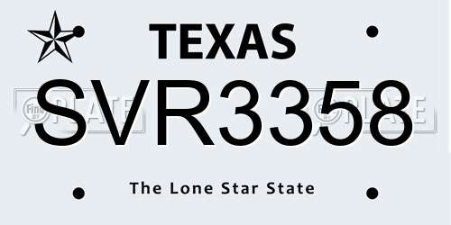 SVR3358 Texas License Plate