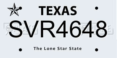 SVR4648 Texas License Plate