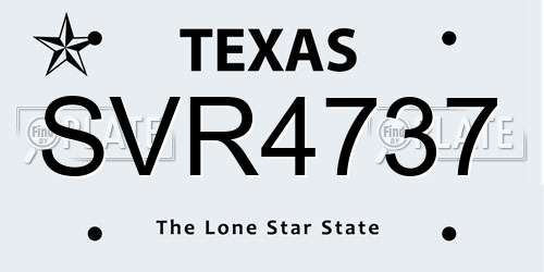 SVR4737 Texas License Plate