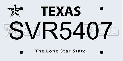 SVR5407 Texas License Plate