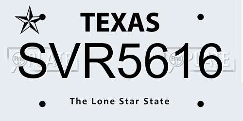 SVR5616 Texas License Plate