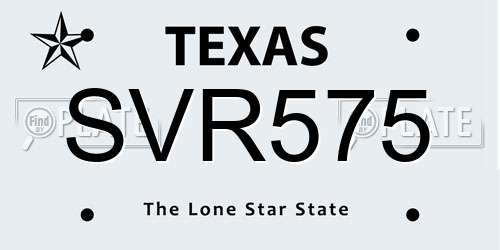 SVR575 Texas License Plate
