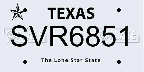 SVR6851 Texas License Plate