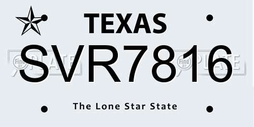 SVR7816 Texas License Plate