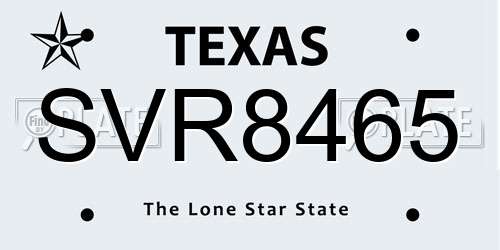 SVR8465 Texas License Plate