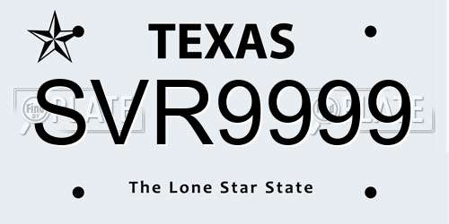 SVR9999 Texas License Plate
