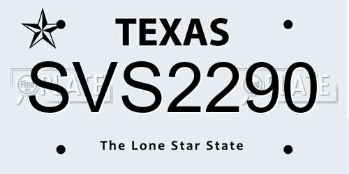 SVS2290 Texas License Plate