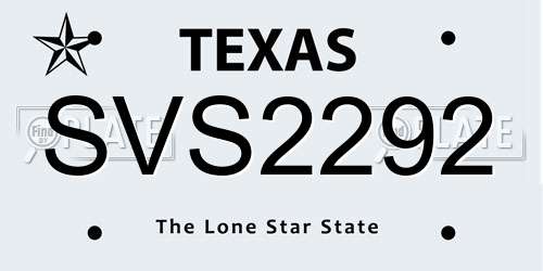 SVS2292 Texas License Plate
