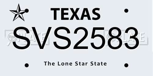SVS2583 Texas License Plate