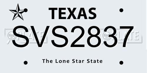 SVS2837 Texas License Plate