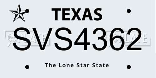 SVS4362 Texas License Plate