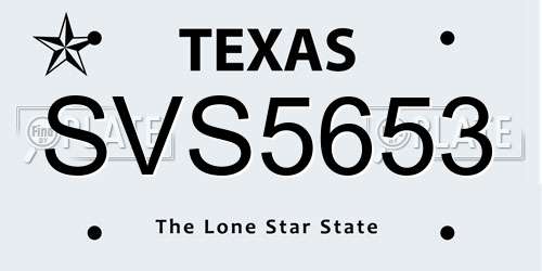 SVS5653 Texas License Plate