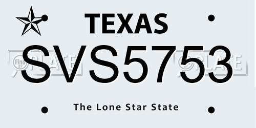 SVS5753 Texas License Plate