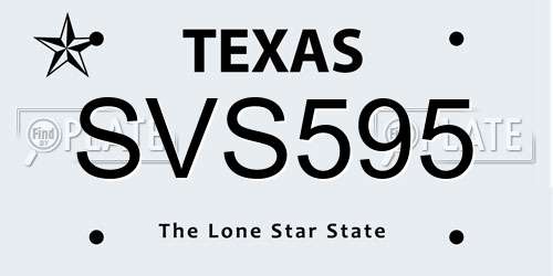 SVS595 Texas License Plate