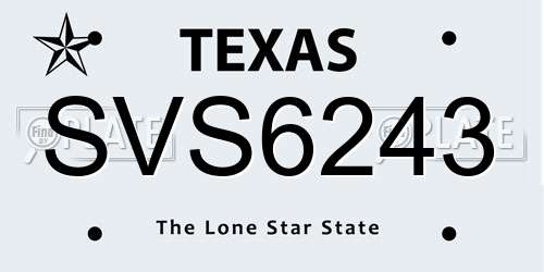 SVS6243 Texas License Plate