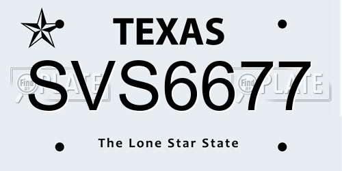 SVS6677 Texas License Plate