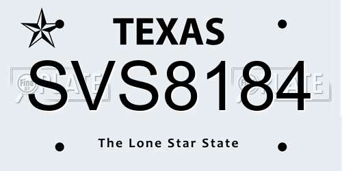 SVS8184 Texas License Plate
