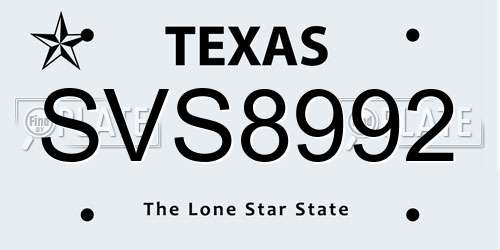 SVS8992 Texas License Plate