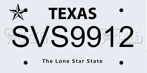 SVS9912 Texas License Plate