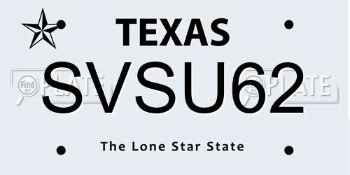 SVSU62 Texas License Plate