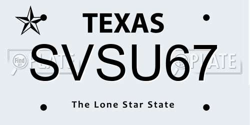 SVSU67 Texas License Plate