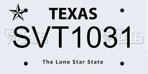 SVT1031 Texas License Plate
