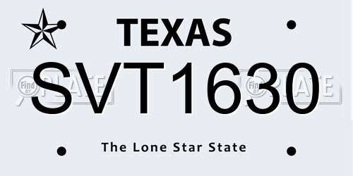 SVT1630 Texas License Plate